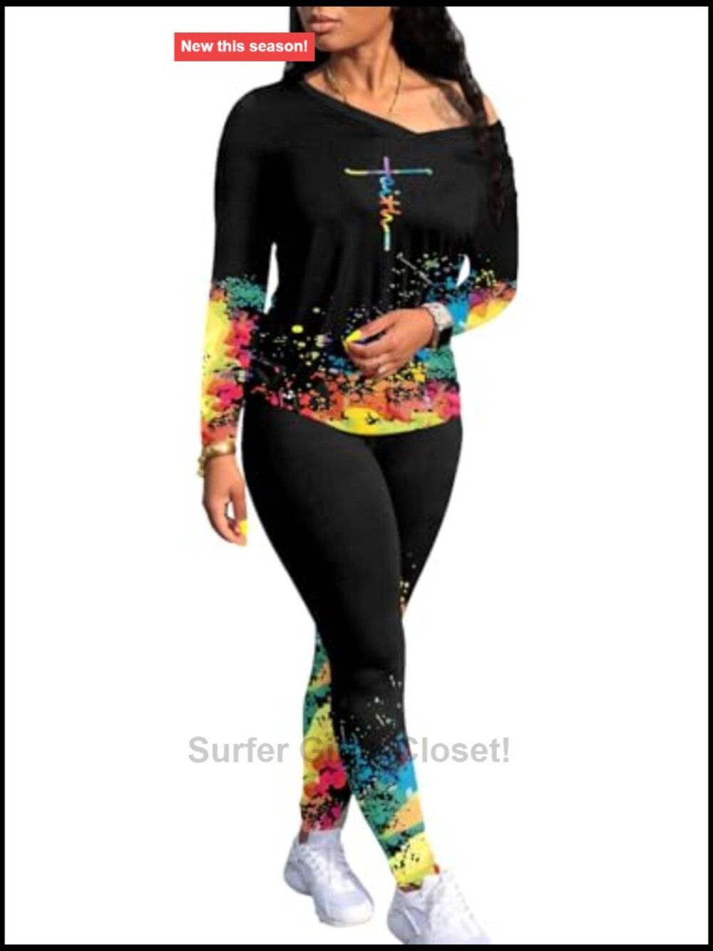 Women's 2 Piece Tracksuit Set Long Sleeve Top Jogger Leggings - Picture 2 of 5